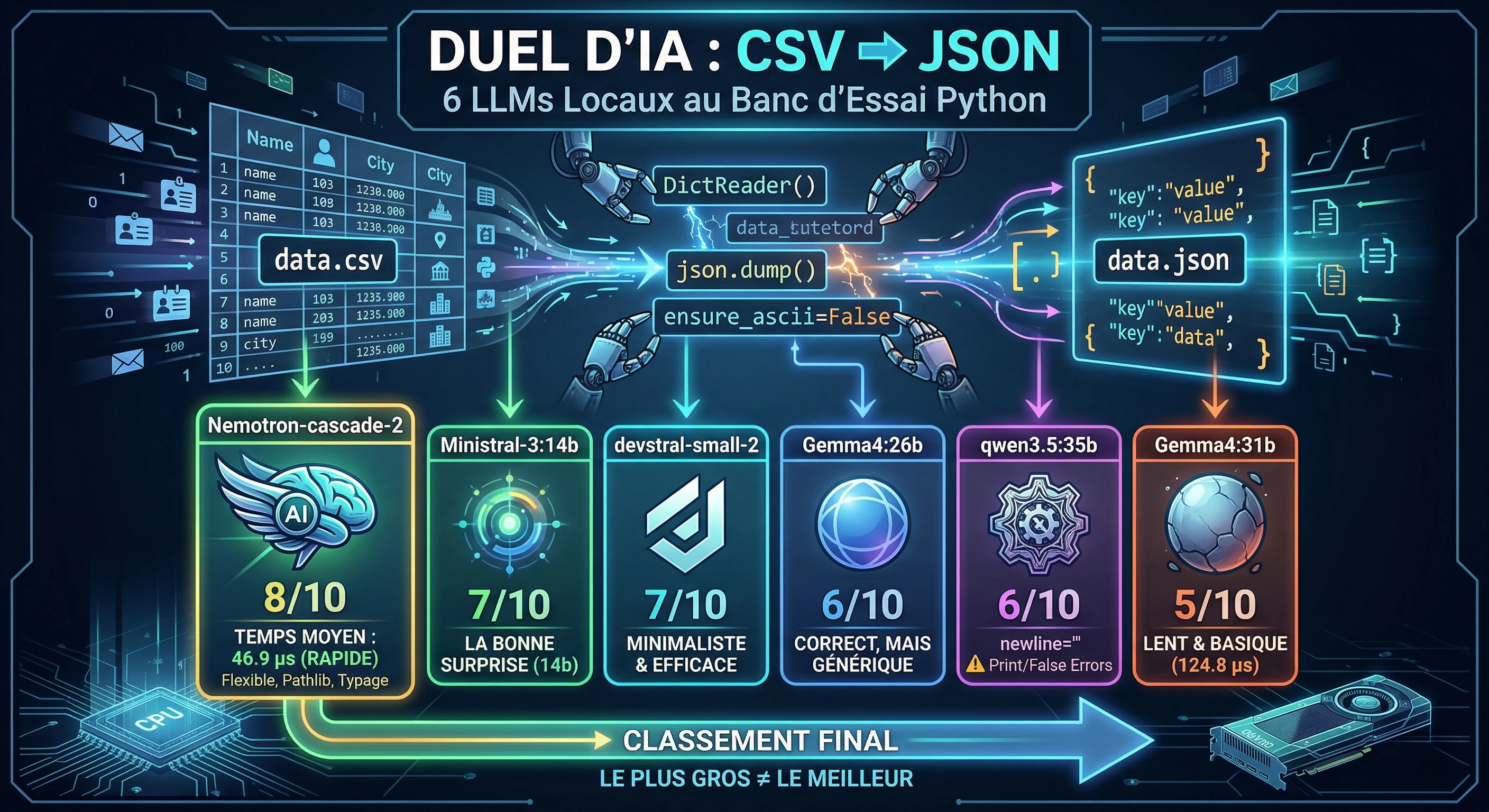Comparatif : 6 LLMs locaux face à un exercice Python simple
